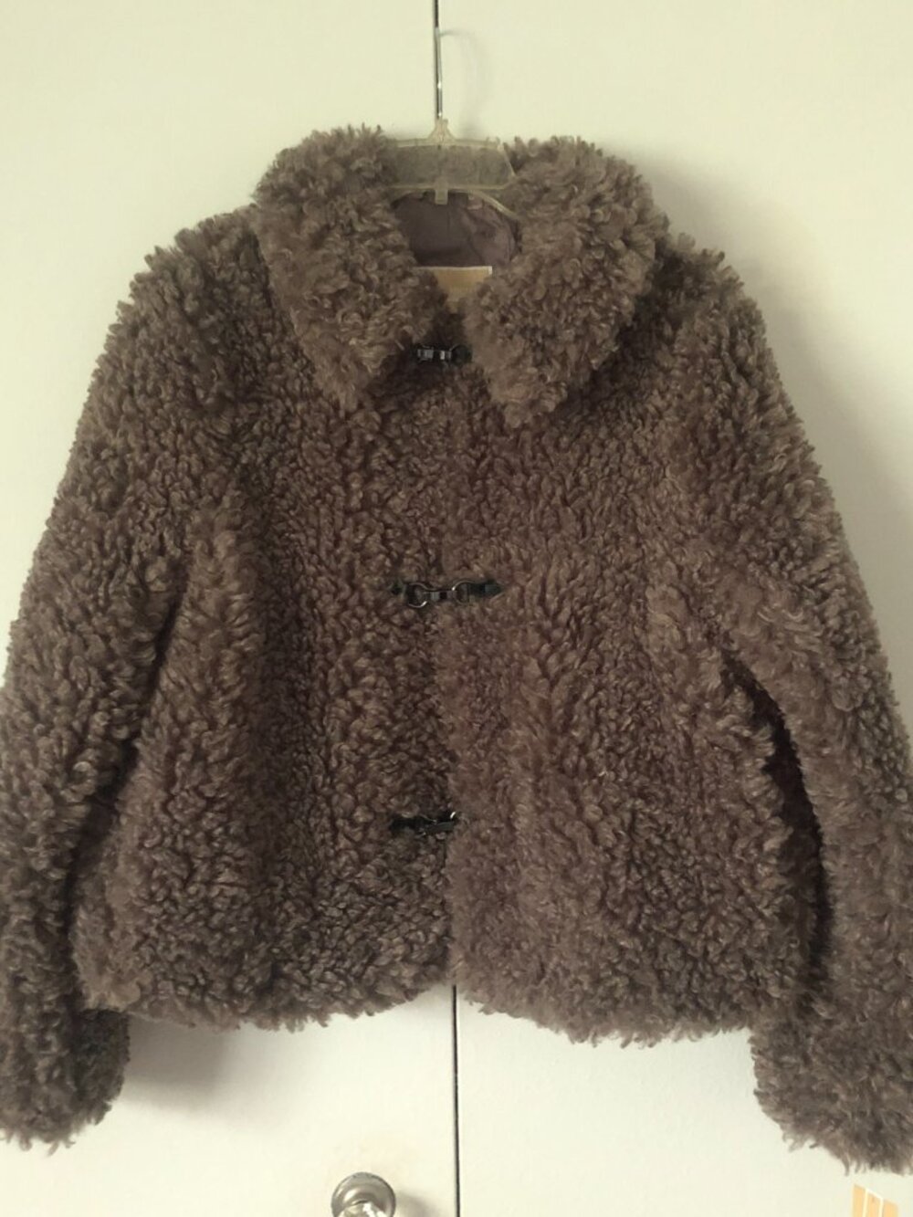 MICHAEL KORS Faux Fur Gray Women's Jacket Large